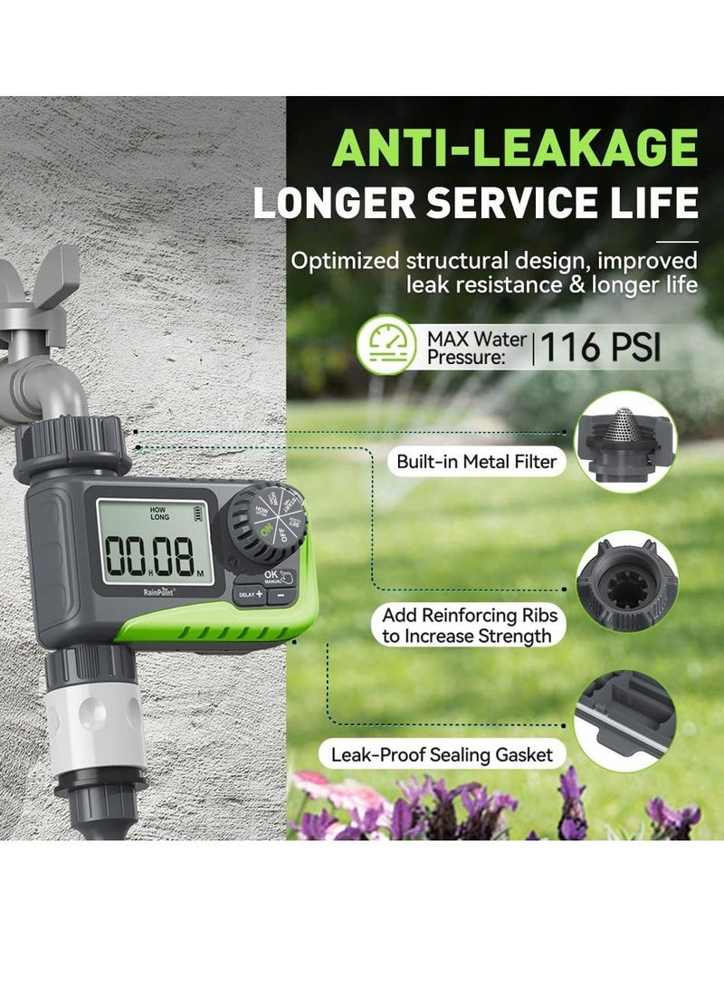 RAINPOINT Irrigation Timer – Automatic Watering Timer with Large LCD Screen, Programmable Garden Hose Timer with Rain Delay - Image 2